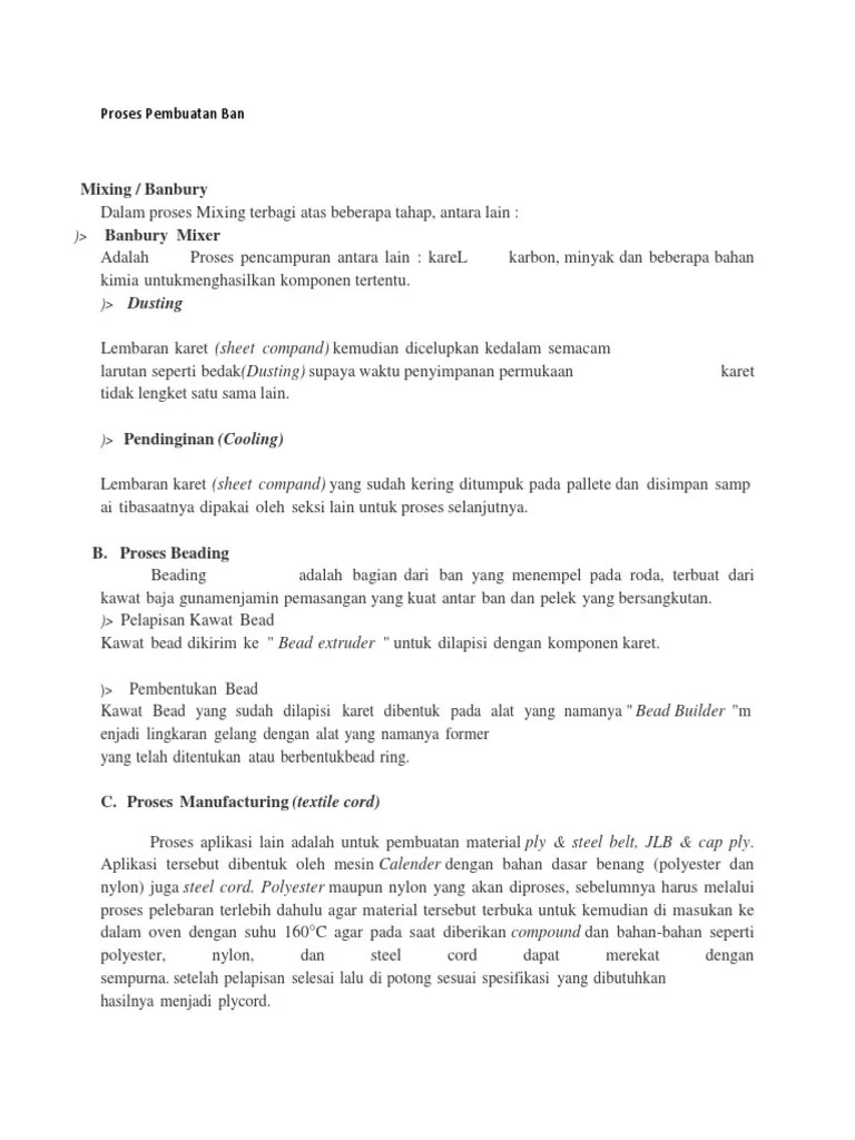 Proses Pembuatan Ban | PDF