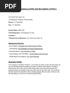 Sample Of A Company Profile Service Industries Technology Engineering