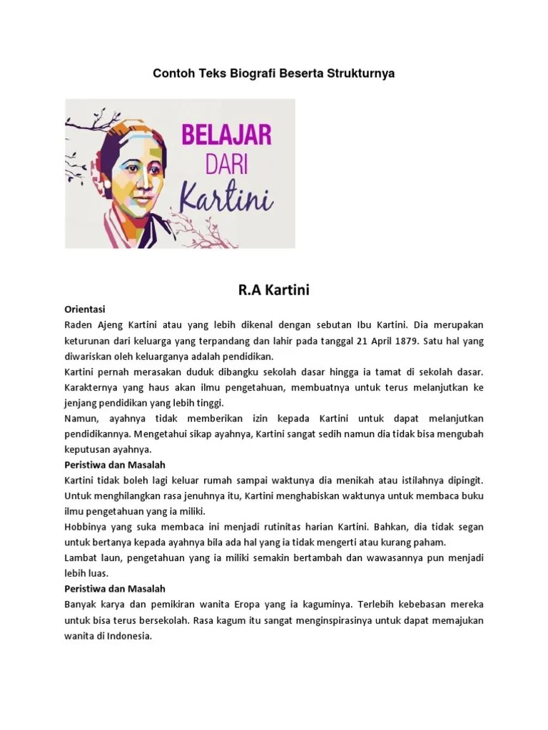 Beliau merupakan seorang wanita keturunan. Contoh Teks Biografi Beserta Strukturnya Pdf