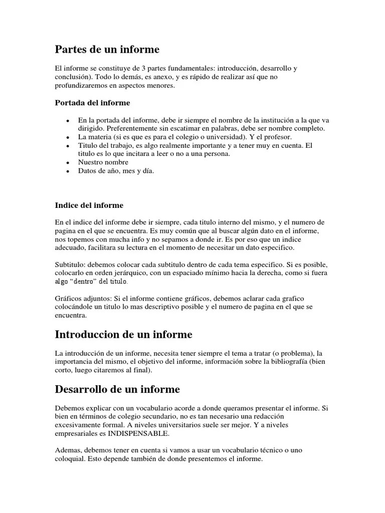Para su elaboración de responde: Como Hacer Un Informe Pdf Bibliografia Informacion