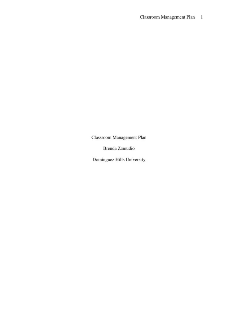 Classroom Management Plan | PDF | Classroom Management | Classroom