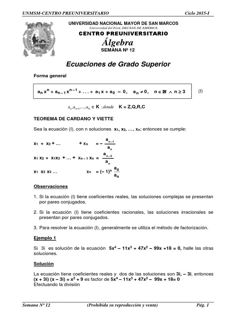 Algebra 12 PDF | Descargar Gratis PDF | Factorización | Ecuaciones