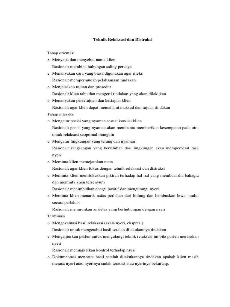 Teknik Relaksasi Dan Distraksi | PDF