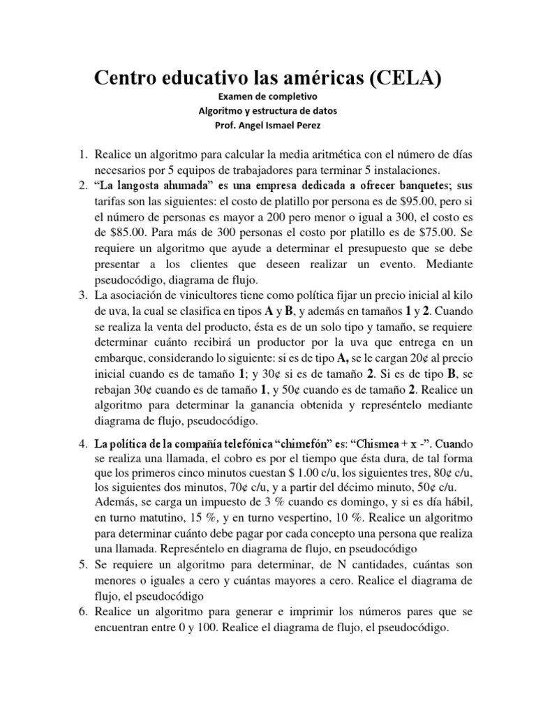 Ejercicios De Algoritmos | Descargar Gratis PDF | Algoritmos | Presupuesto