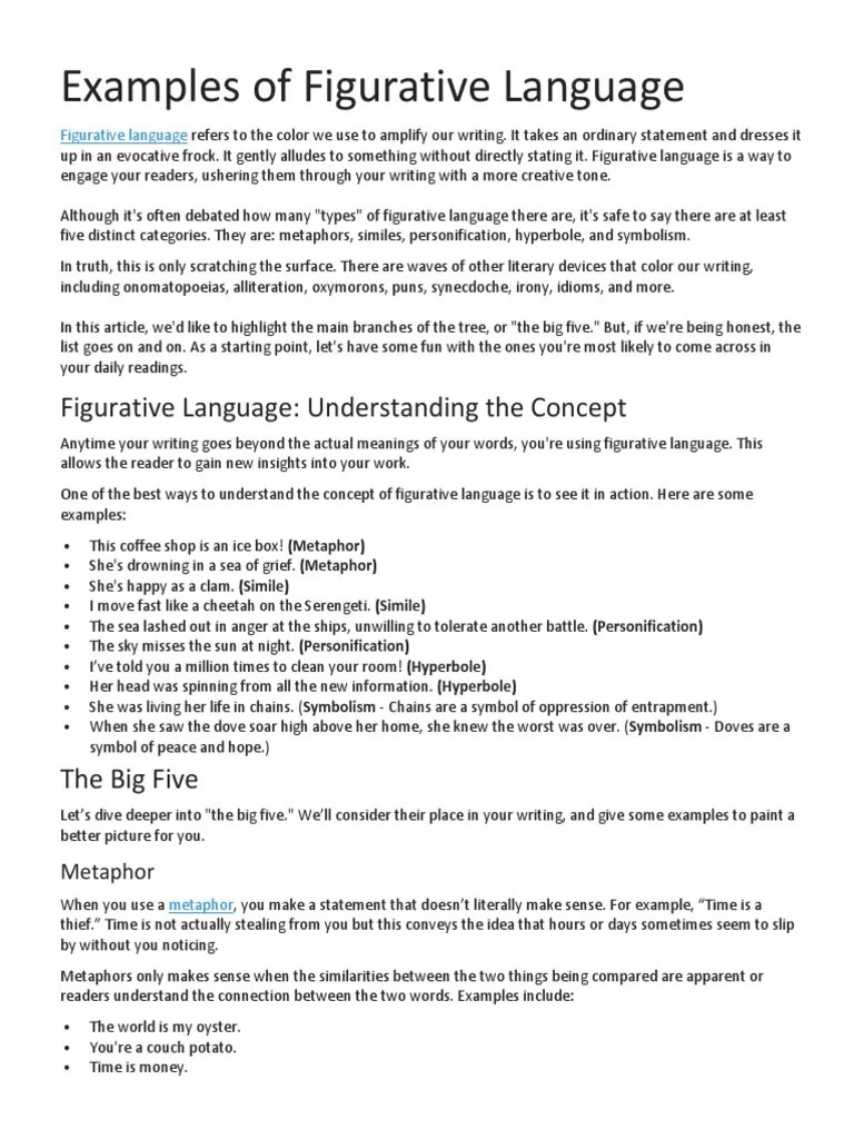 What kinds of figurative language are used in the shawshank redemption movie? Examples Of Figurative Language Pdf Metaphor Idiom