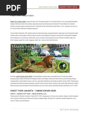 Paket Tour Taman Safari Murah | PDF