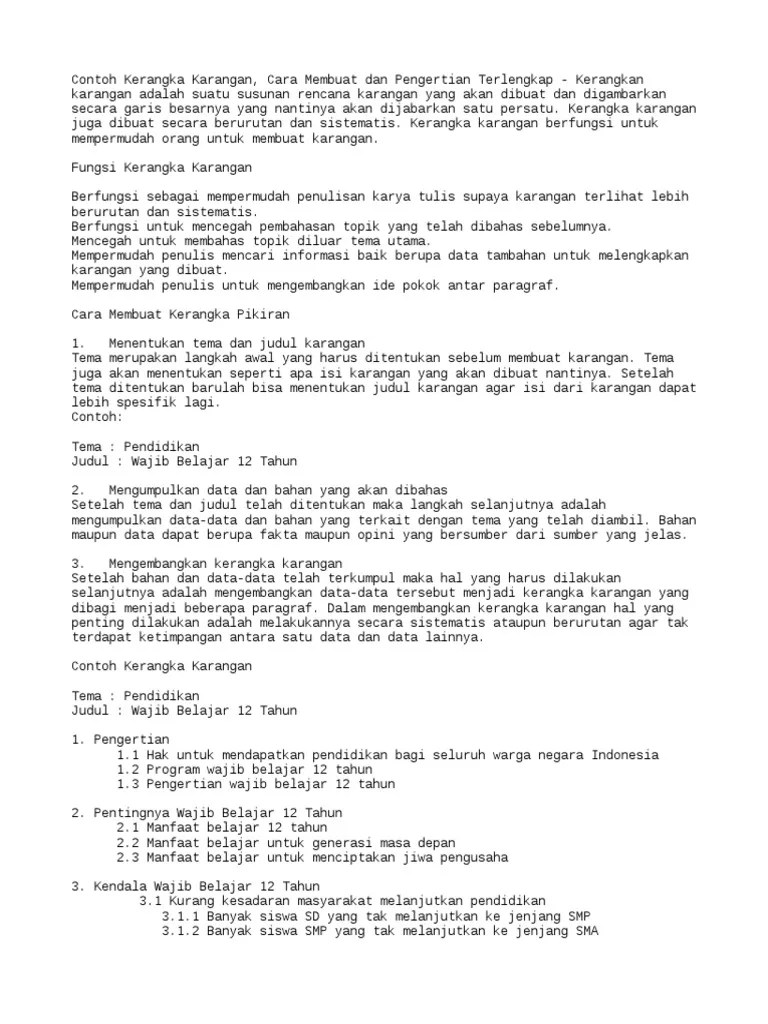 Contoh Kerangka Karangan Tentang Kesehatan Masnurul 