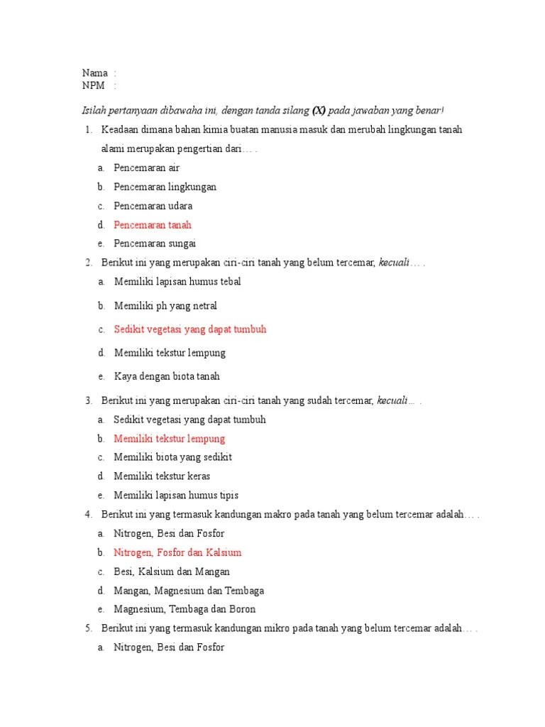 Pencemaran air, udara, suara b. Soal Essay Tentang Pencemaran Lingkungan Goresan