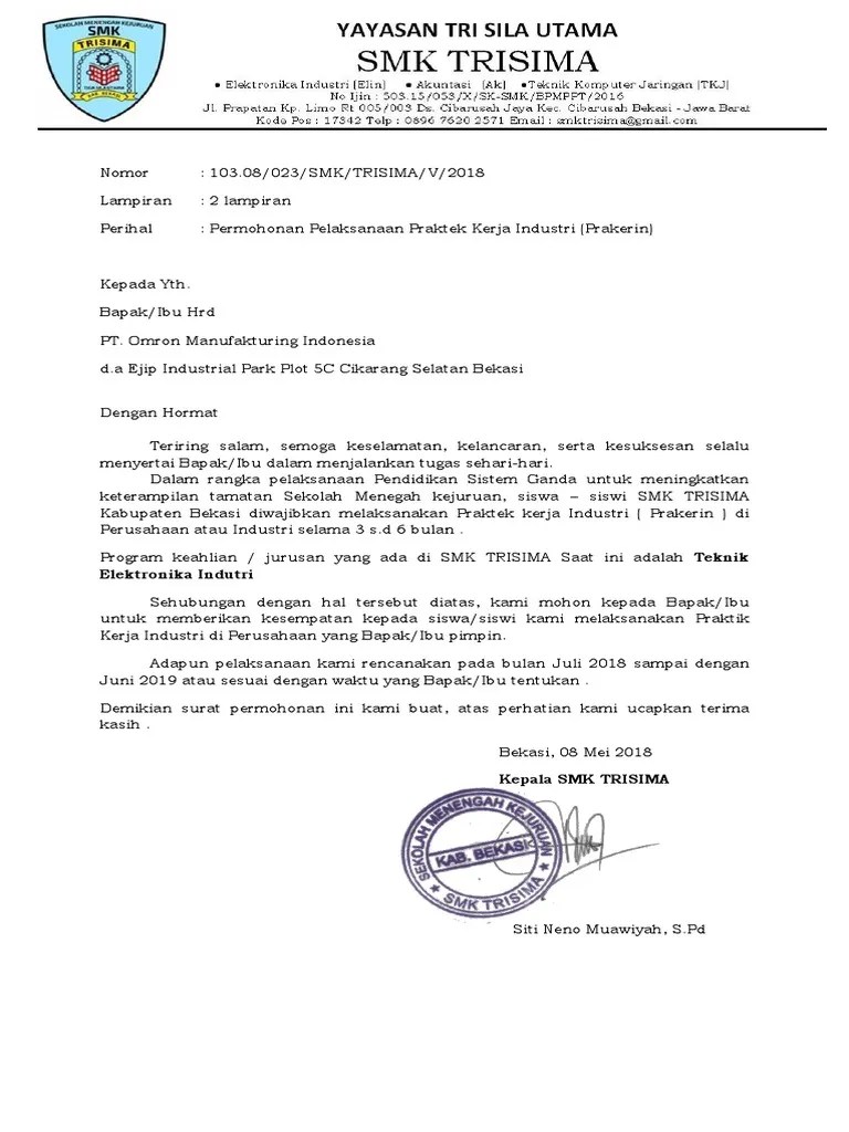 Loker pt omron manufacturing of indonesia (pabrik elektronik) tingkat smk 2021. Surat Prakerin Pt Omron Pdf
