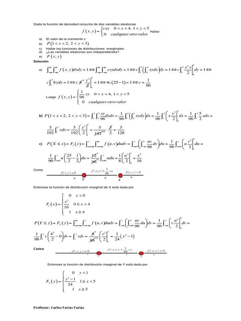 Clase Ejercicios Funciones De Probabilidad Conjuntas | PDF | Función De ...