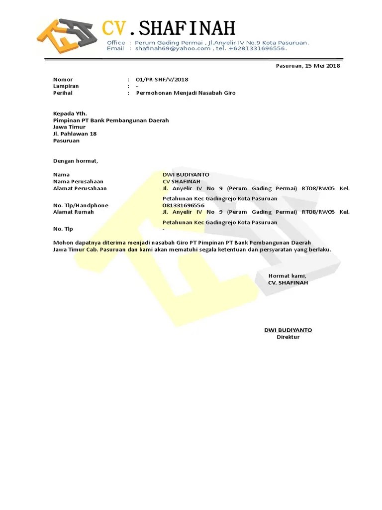 Check spelling or type a new query. Contoh Surat Permohonan Pembukaan Rekening Giro Masnurul