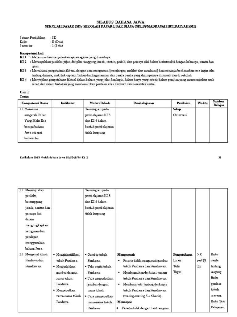 Posted 18 november 2010 pada 18:50 by yuni. Silabus Bahasa Jawa Kelas 2 Pdf Pdf