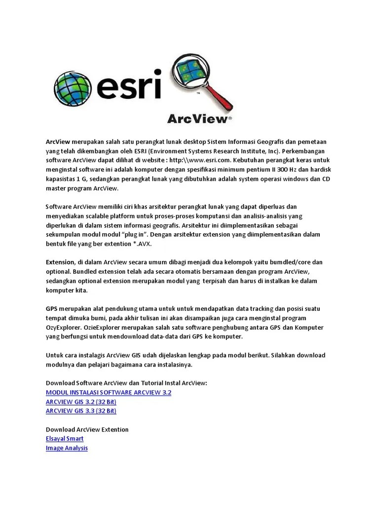 Modul Instalasi Software Arcview 3.2 ARCVIEW GIS 3.2 (32 Bit) ARCVIEW GIS 3.3 (32 Bit) | PDF