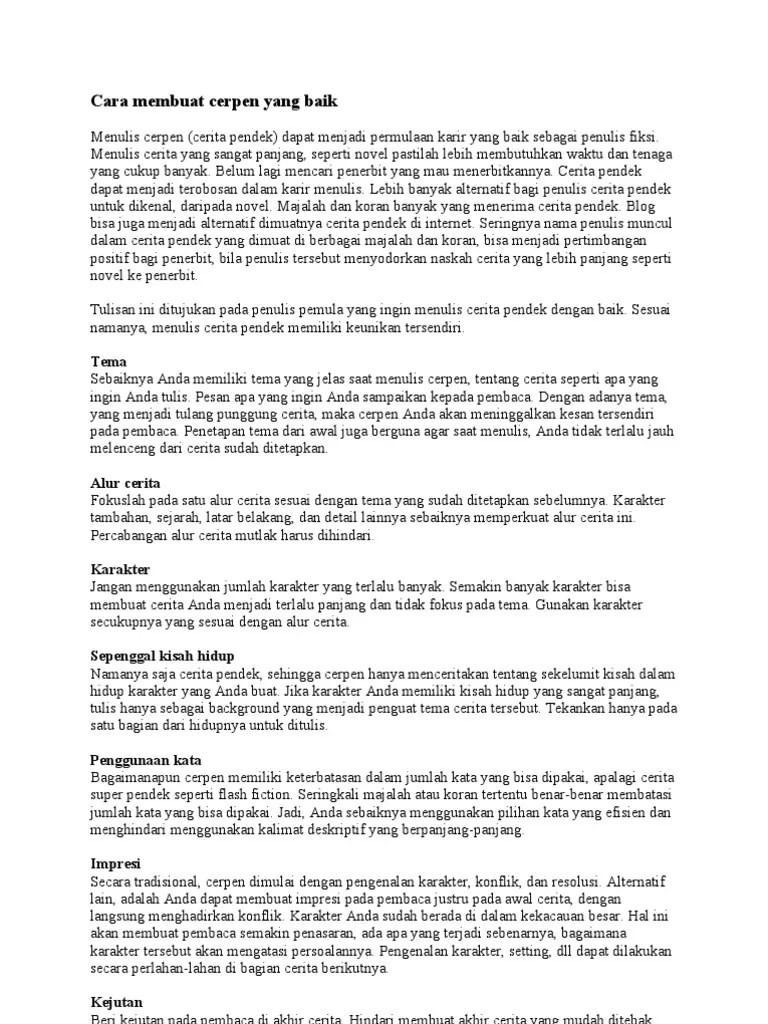 Cara Membuat Cerpen Yang Baik | PDF