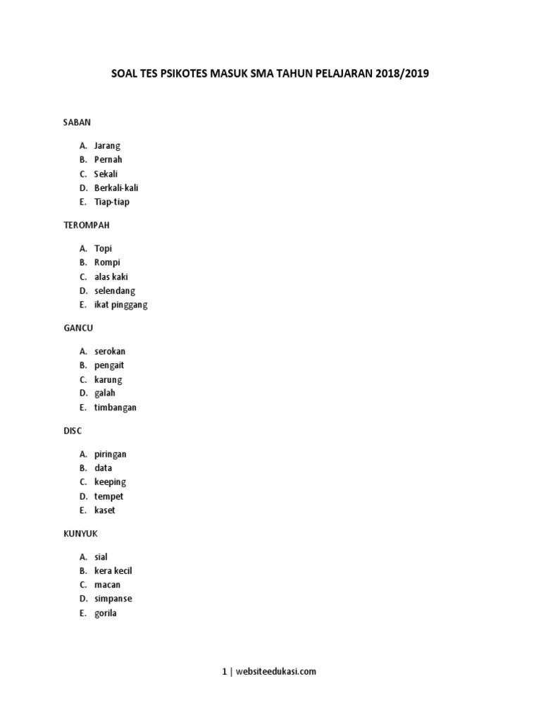 Jawaban soal disc / contoh soal psikotes disc dan jawabannya / download soal dan kunci jawaban ujian madrasah (um/umbn) sma/ma mapel fikih kurikulum informasi:. Soal Tes Iq Matematika Tes Masuk Sma Akselerasi Jawabanku Id