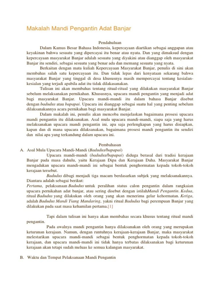 Makalah Mandi Pengantin Adat Banjar | PDF