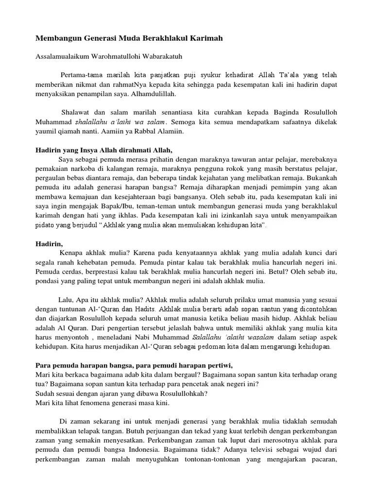 Contoh Pidato Tentang Akhlak Mulia · Kumpulan Contoh Terbaru