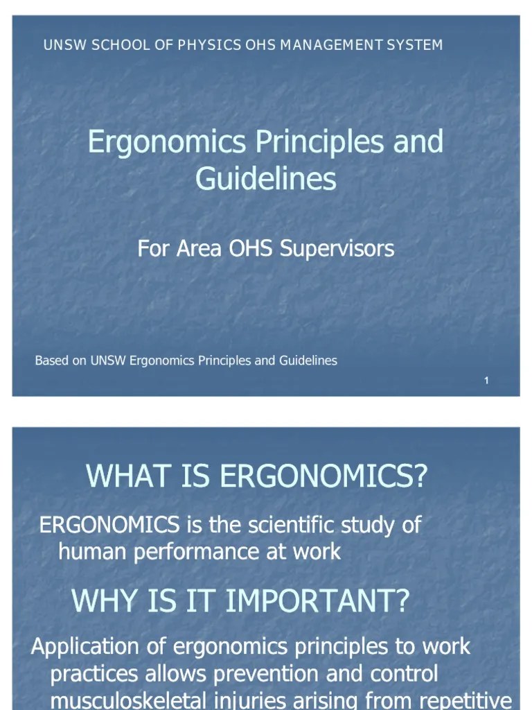 Ergonomics Principles And Guidelines | PDF | Human Factors And ...