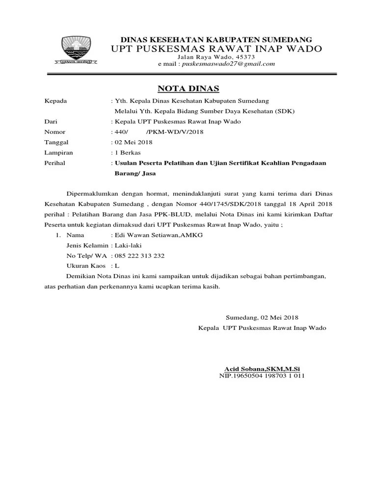 Protokol kesehatan terhadap pelaku perjalanan orang di dalam negeri. Contoh Nota Dinas Pelatihan Barang Dan Jasa Pdf