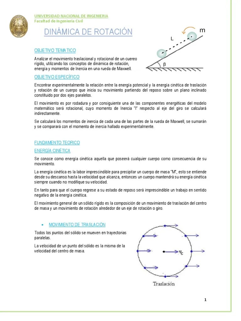 Dinamica De Rotacion | PDF | Cinemática | Energía Cinética