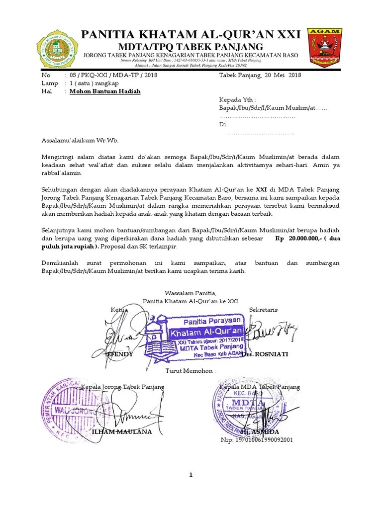 Agama islam dalam meningkatkan kemampuan membaca alquran siswa smp. Proposal Permohonan Bantuan Dana Khatam Qur An Pdf