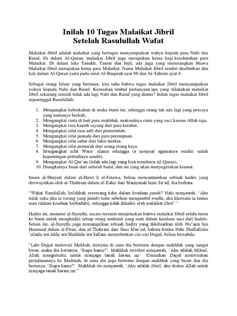 Inilah 10 Tugas Malaikat Jibril | PDF