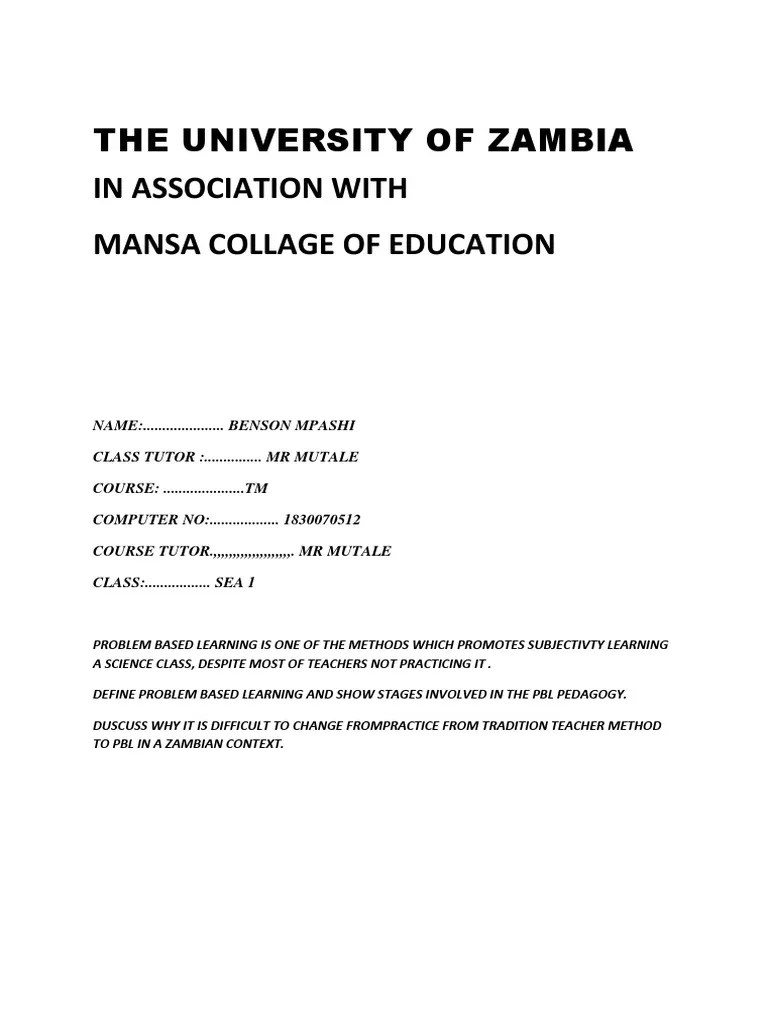 The University Of Zambia | PDF