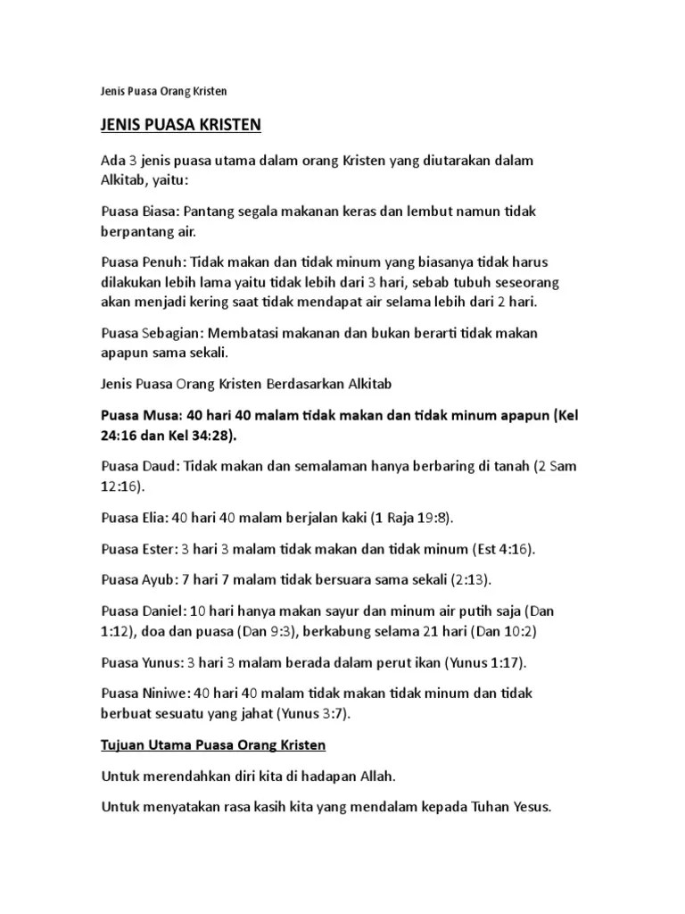 Doa Niat Puasa Kristen - Dakwah Islami