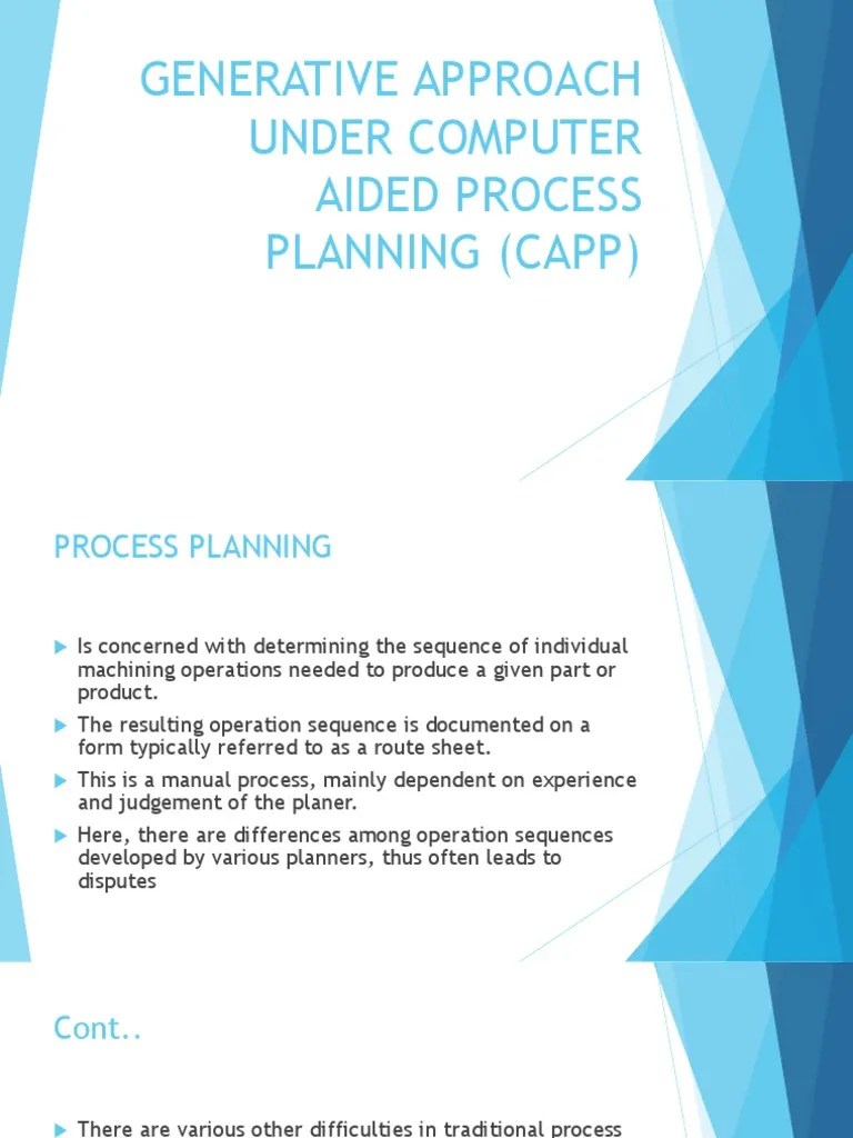 Generative Approach Under Computer Aided Process Planning ( | PDF ...