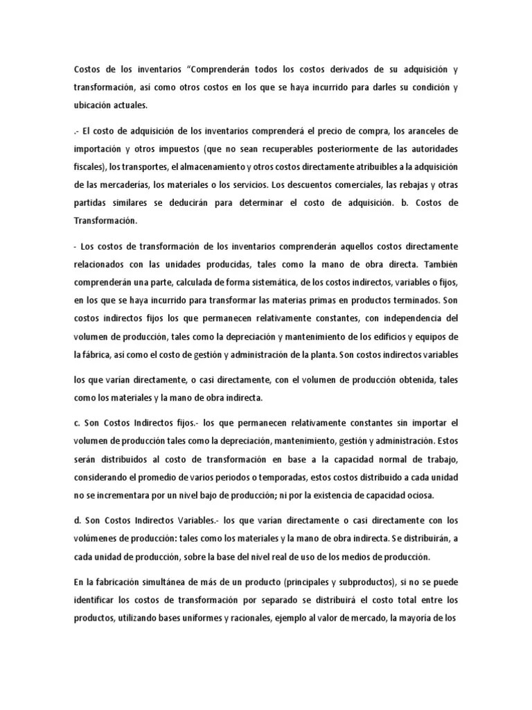 Costos De Los Inventarios | PDF | Costo | Inventario
