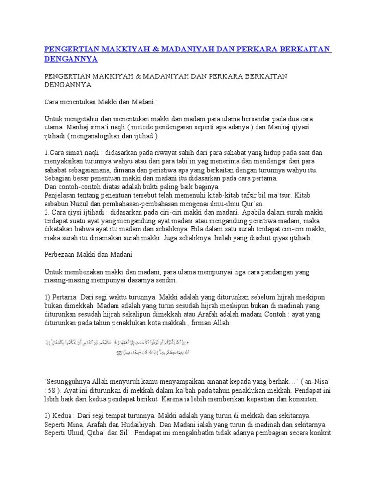 Pengertian Makkiyah | PDF