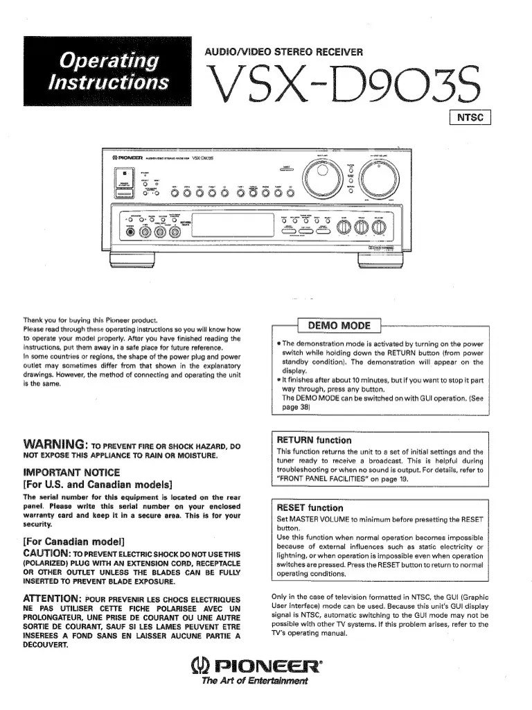 Frete grátis no dia ✓ compre receiver pioneer vsx d503s impecavel parcelado sem juros! Pioneer Vsx D903s Operating Instructions Pdf
