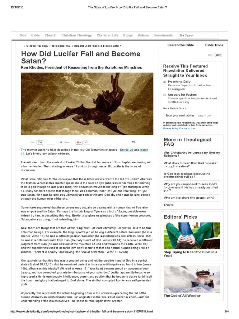 The Story Of Lucifer - How Did He Fall And Become Satan | Download Free ...