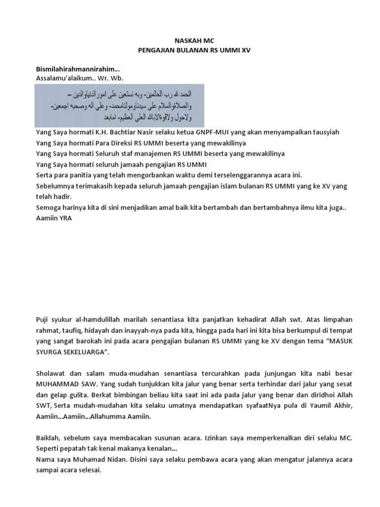 Cara mc yang baik dan benar di acara haul silaturrahim halal bi halal tampak berkualitas, right now, much more creators on the market look for totally free instrumental qualifications music totally free downloads. Contoh Naskah Pembawa Acara Pdf