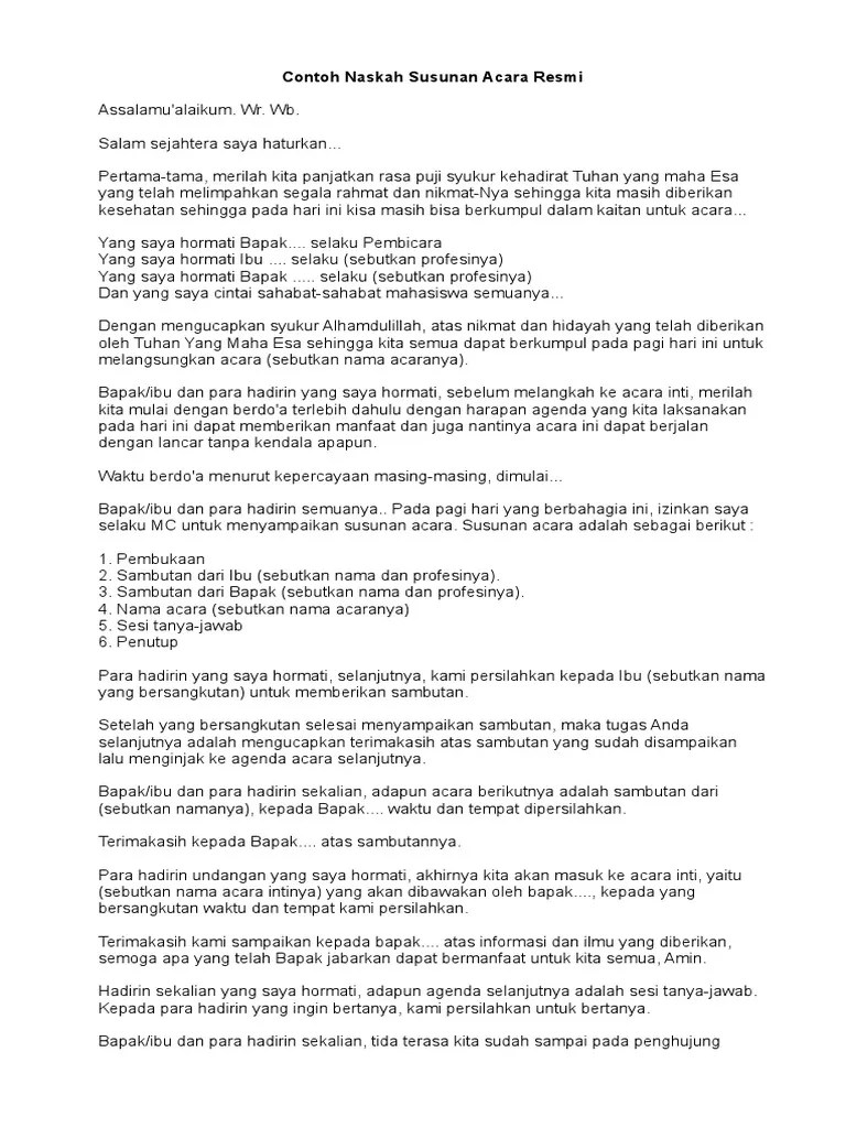 Susunan Acara Peresmian Pdf Formal karena pejabat sekelas gubernur hadir dan menjadi narasumber utama.