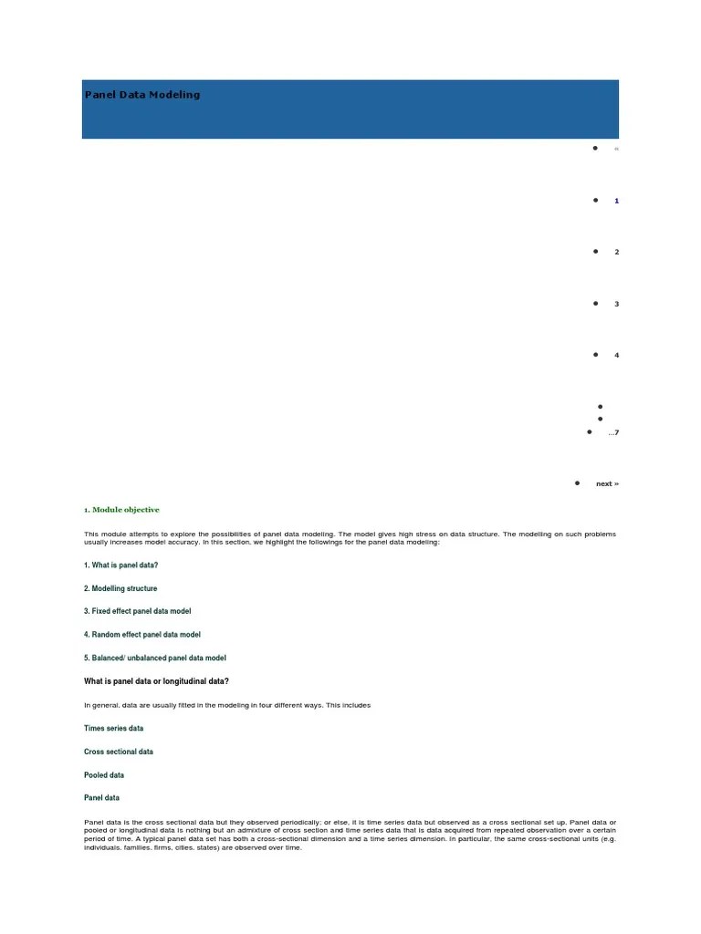 Panel Data | PDF | Ordinary Least Squares | Fixed Effects Model