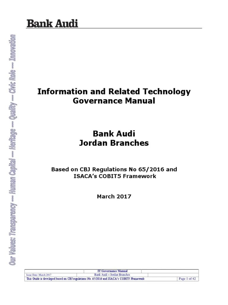 It Governance Manual | PDF | Governance | Banks
