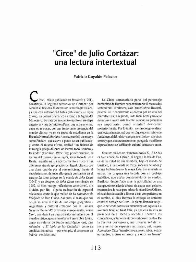 Julio cortázar y la odisea. Texto Sobre Circe Pb Pdf