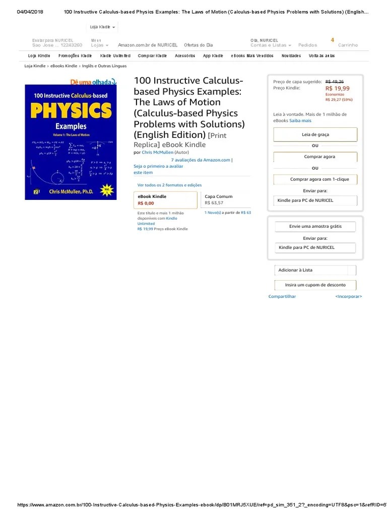 100 Instructive Calculus-Based Physics Examples - The Laws Of Motion ...