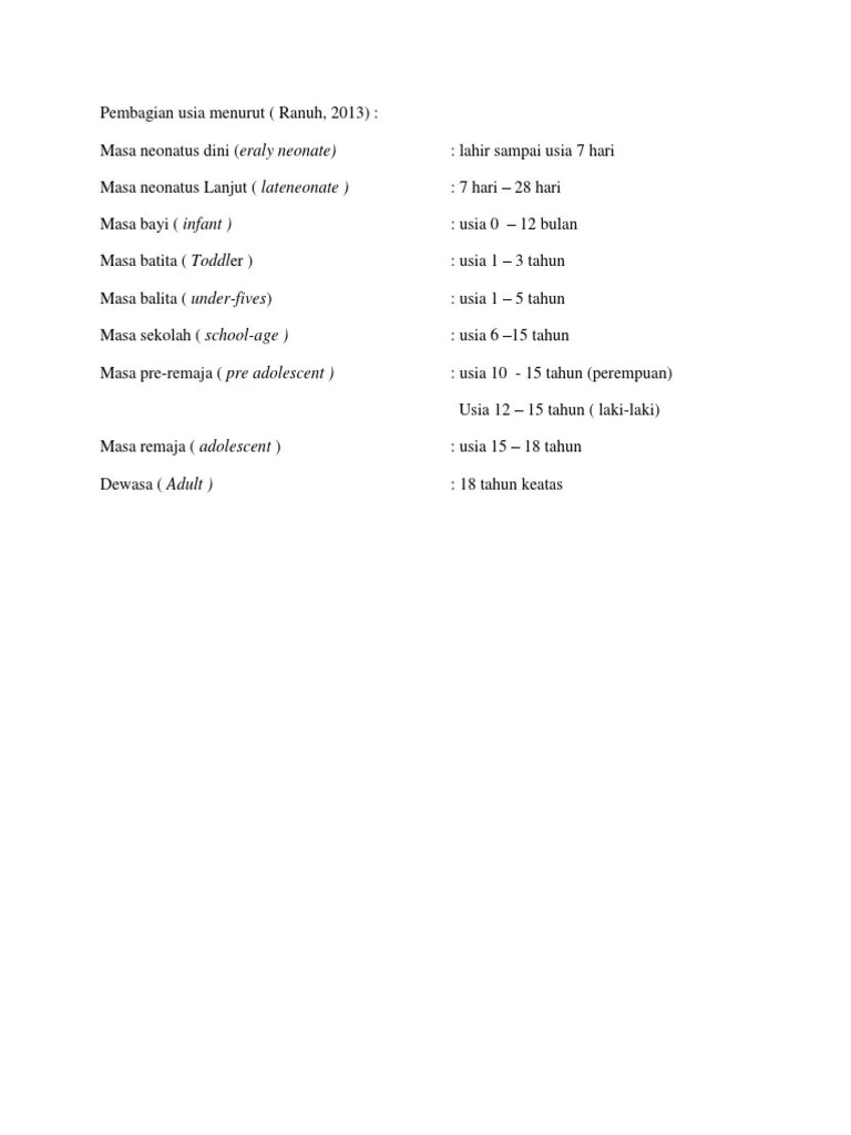 Pembagian Usia Menurut | PDF