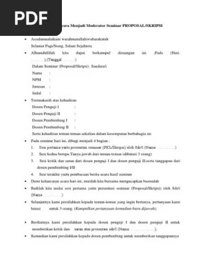 Check spelling or type a new query. Susunan Acara Menjadi Moderator Seminar Proposal