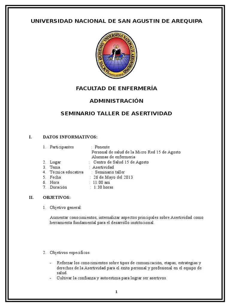 Taller Asertividad | PDF | Autoestima | Sicología