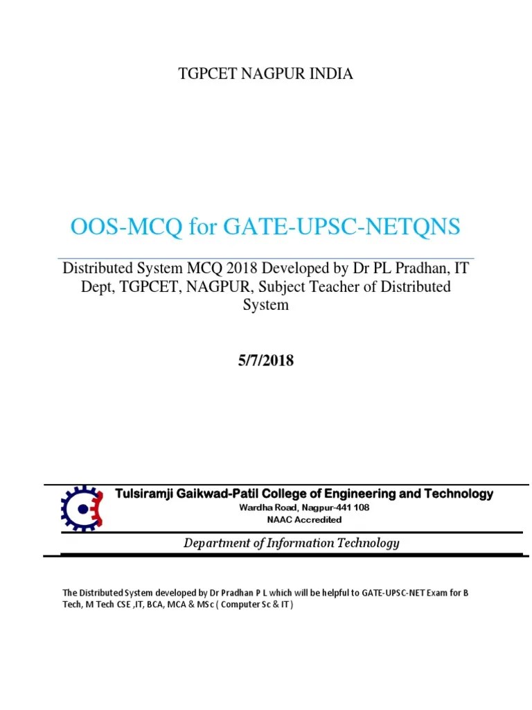 Distributed System MCQ 2018 | PDF | Distributed Computing | Cache (Computing)