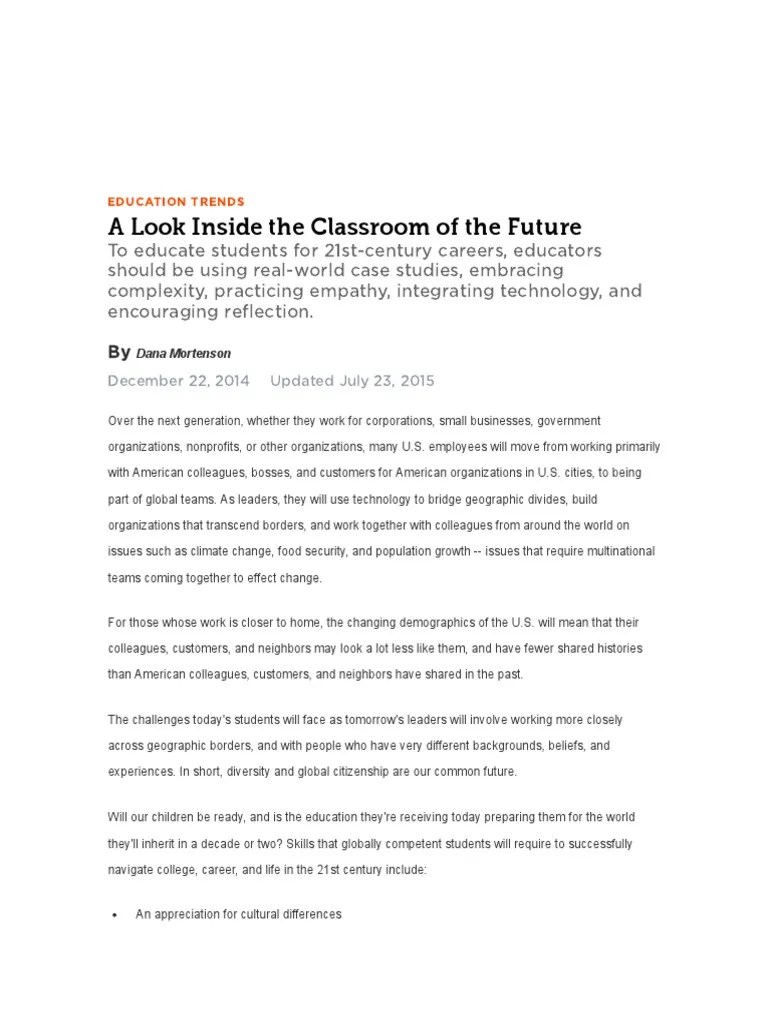 A Look Inside The Classroom Of The Future Edutopia | PDF | Educational ...