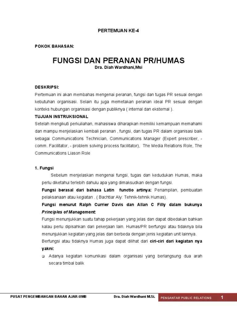 Fungsi Dan Peran Humas | PDF