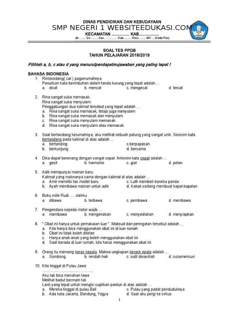 Check spelling or type a new query. Contoh Soal Tes Masuk Mts