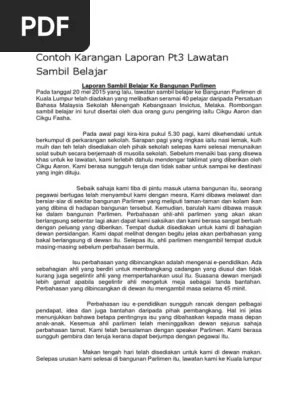 Kertas 1 bahasa melayu mulai tahun 2021, kertas 1 mata pelajaran bahasa melayu dalam peperiksaan spm (1103/1) akan menggunakan format baharu. Contoh Karangan Laporan Pt3 Lawatan Sambil Belajar Pdf