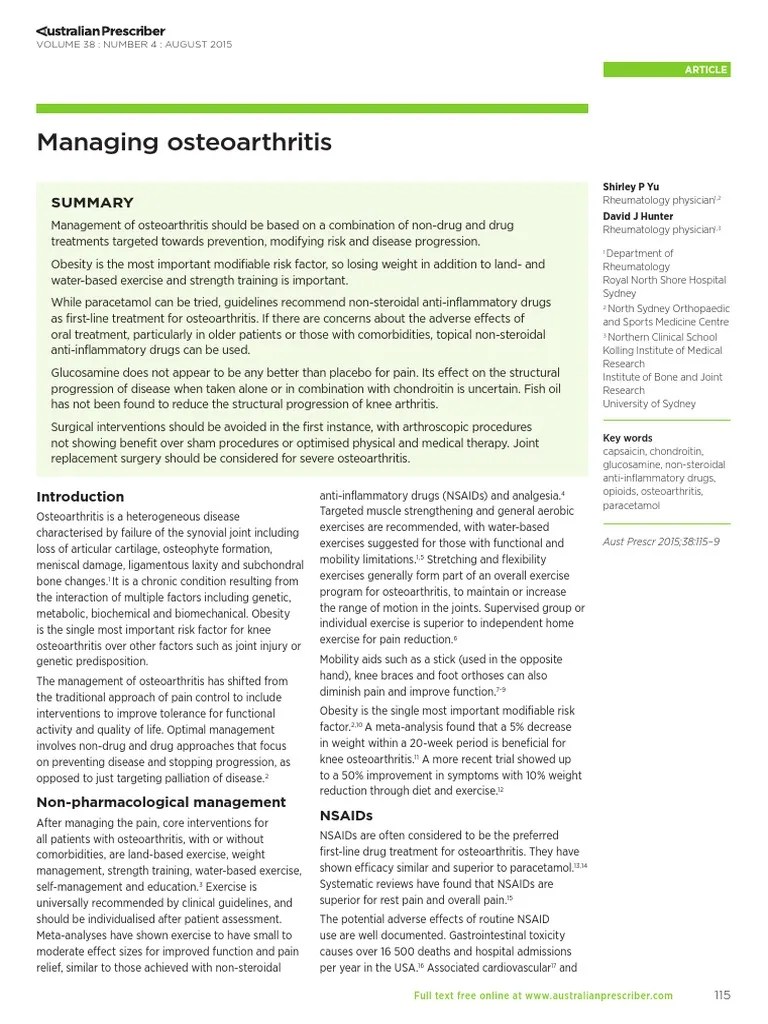 Managing Osteoarthritis | PDF | Osteoarthritis | Nonsteroidal Anti Inflammatory Drug