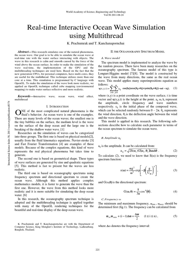 Real Time Interactive Ocean Wave Simulation Using Multithread | PDF ...
