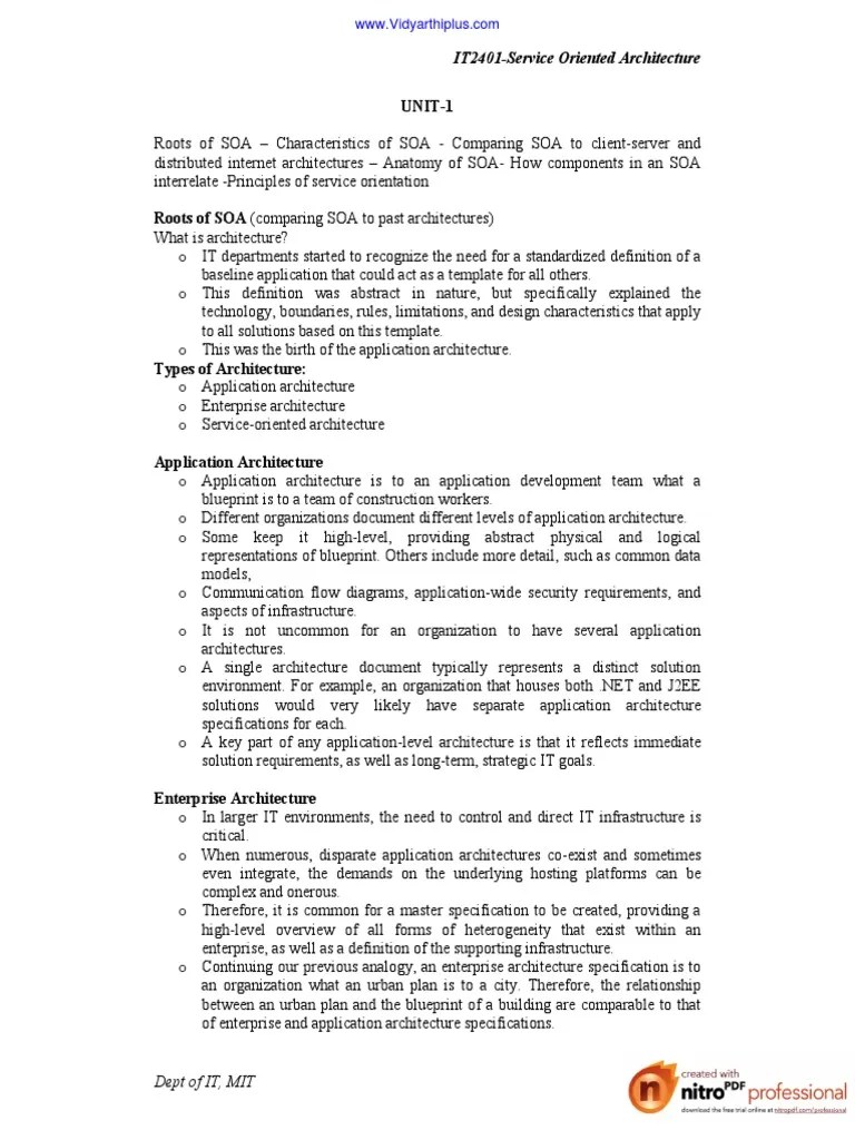 Unit 1soa | PDF | Service Oriented Architecture | Client–Server Model